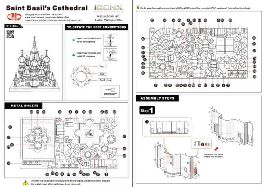 METAL EARTH 3D puzzle Chrám Vasila Blaženého (ICONX)