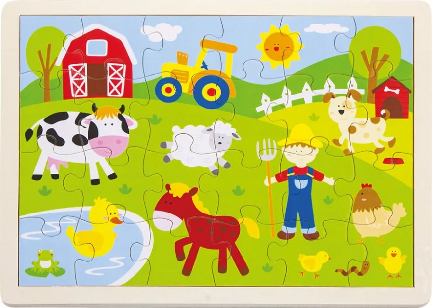BABU Drevené puzzle Na farme 24 dielikov
