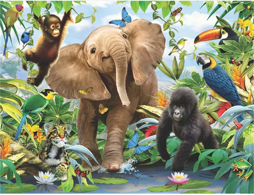 Puzzle s 3D efektom Prime 3D 100 dielikov Mláďatá v džungli