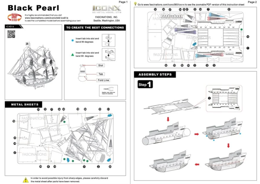 METAL EARTH 3D puzzle Black Pearl - Čierna Perla (ICONX)