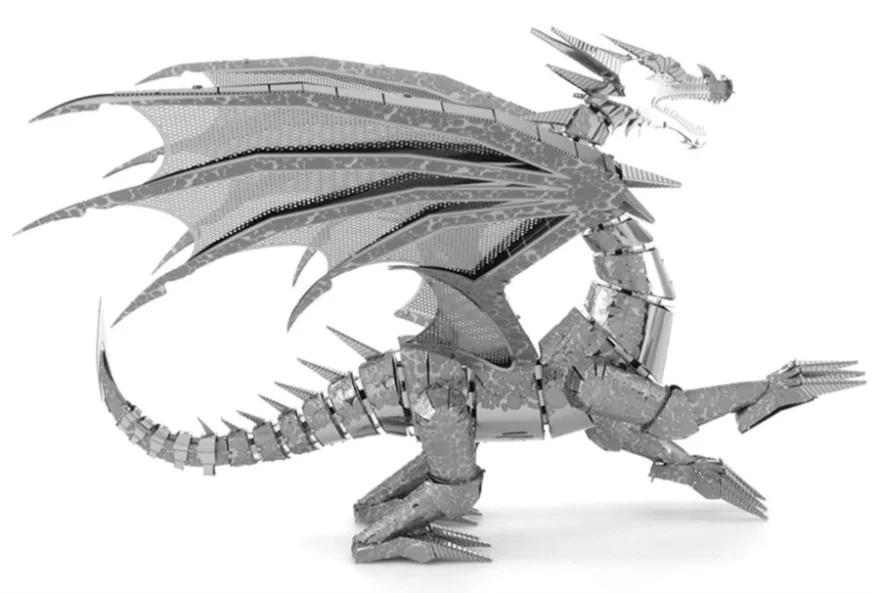 METAL EARTH 3D puzzle Strieborný drak (ICONX)