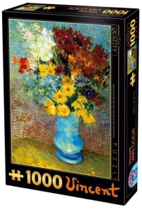 Puzzle Květiny v modré váze 1000 dílků