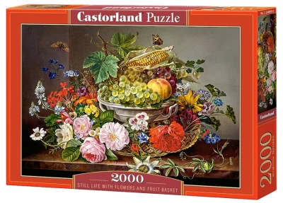 Puzzle Zátiší s květinami a ovocem 2000 dílků