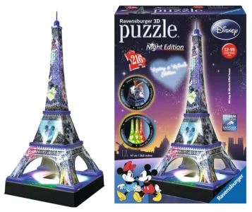 Svítící 3D puzzle Noční edice Eiffelova věž Disney 216 dílků
