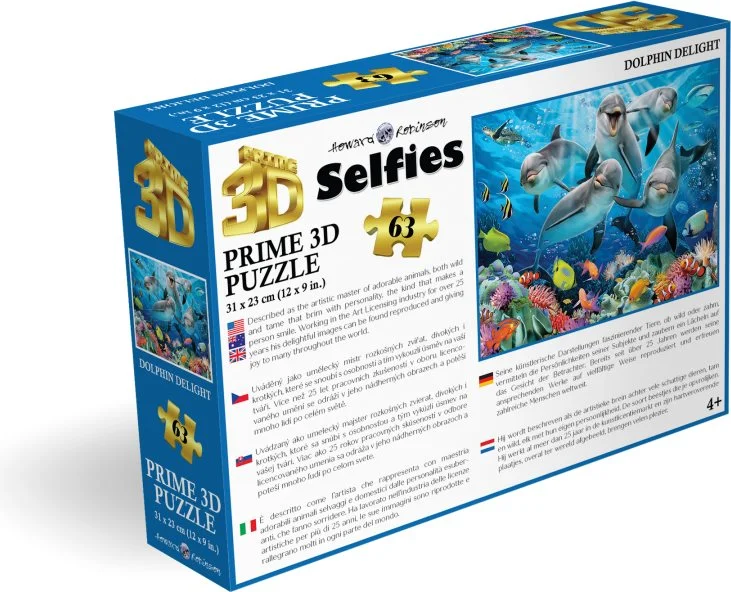 Puzzle s 3D efektom Prime 3D 63 dielikov Selfie: Delfínia radosť