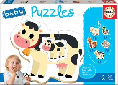 Baby puzzle Zvířátka na farmě s mláďaty 5v1 (2-4 dílky)