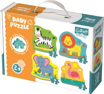 Baby puzzle Zvieratá na safari 4v1 (3,4,5,6 dielikov)