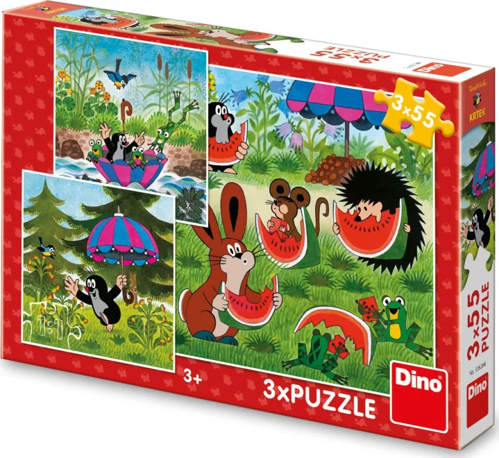 Dino Puzzle Krtko a dáždnik 3x55 dielikov