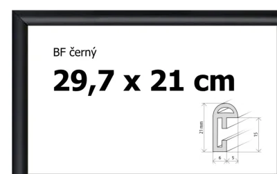 Plastový rám 29,7x21cm A4 - černý