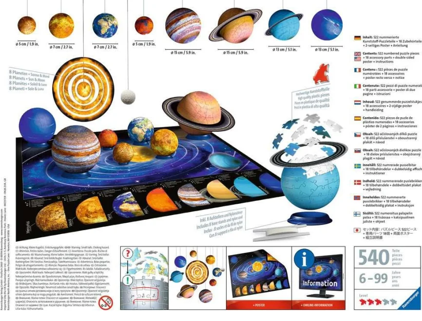 Ravensburger 3D puzzle Slnečná sústava 540 dielikov