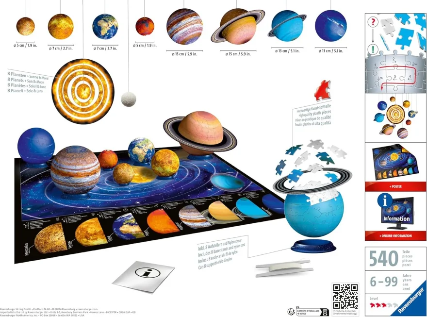 Ravensburger 3D puzzle Slnečná sústava 540 dielikov