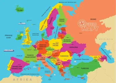 Puzzle Mapy: Evropa 69 dílků