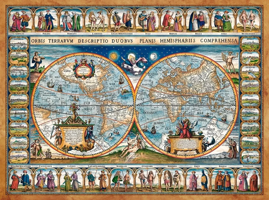 Castorland Puzzle Mapa sveta r.1639, 2000 dielikov