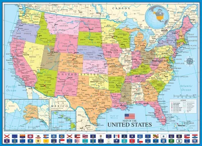 Puzzle Politická mapa USA 1000 dílků