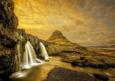 Puzzle Vodopád Kirkjufell, Island 1000 dílků