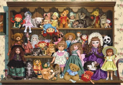 Puzzle Babiččina police s panenkami 500 dílků