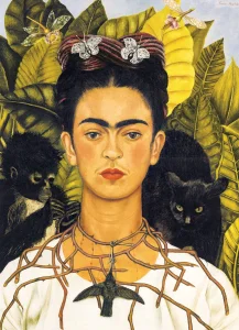Puzzle Portrét Frídy Kahlo s trnovým náhrdelníkem 1000 dílků
