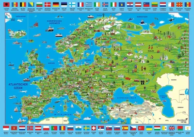 Puzzle Ilustrovaná mapa Evropy 500 dílků