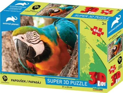 Puzzle s 3D efektom Prime 3D 48 dielikov Papagáj