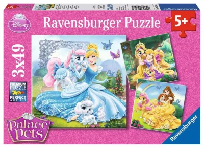 Puzzle Disney princezny a jejich mazlíčci 3x49 dílků