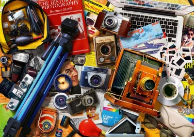 Puzzle Sbírka retro fotoaparátů 1000 dílků
