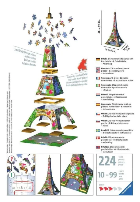 Ravensburger 3D puzzle Eiffelova veža (Love Edition) 216 dielikov