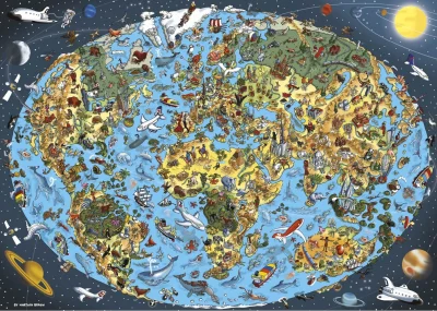 Puzzle Kreslená mapa světa 1000 dílků
