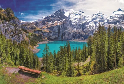 Puzzle Jezero Oeschinen, Alpy 1500 dílků