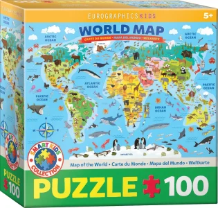 Puzzle Ilustrovaná mapa sveta 100 dielikov