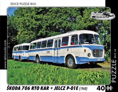Puzzle BUS č.14 Škoda 706 RTO KAR + JELCZ P-01E (1968) 40 dílků