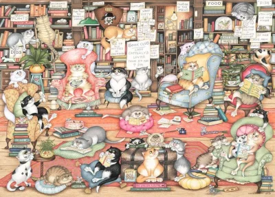 Puzzle Crazy Cats: Bingleyho knižní klub 1000 dílků