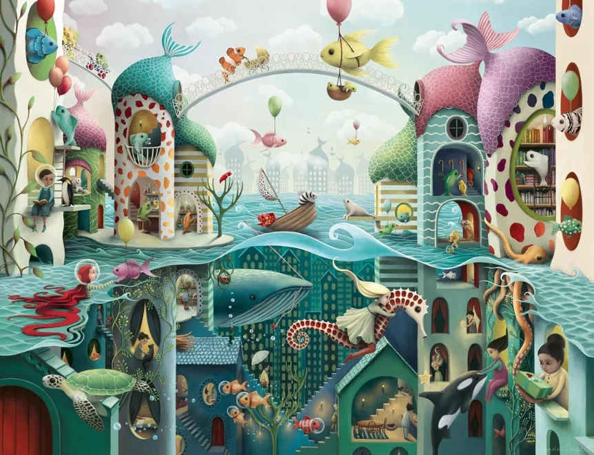Ravensburger Puzzle Keby ryby mohli chodiť 2000 dielikov