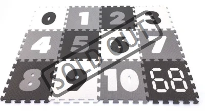 Pěnový koberec v odstínech šedé Čísla 12ks (30x30)