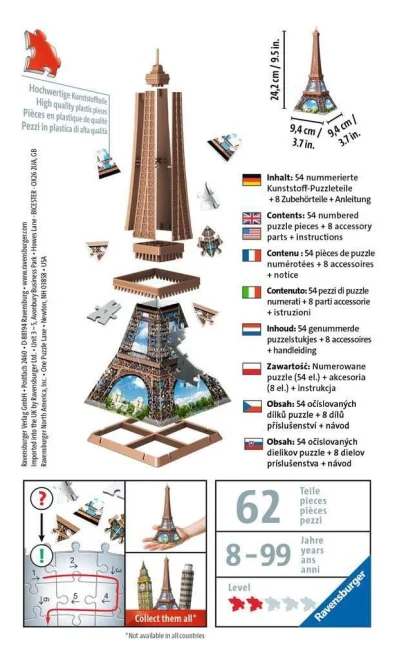 Ravensburger 3D puzzle Mini Eiffelova veža 54 dielikov