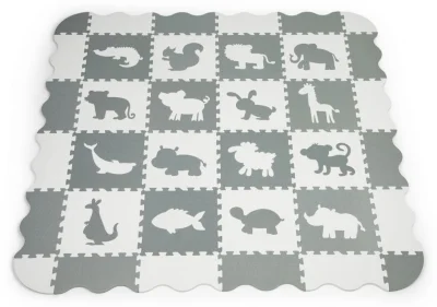 Pěnové puzzle Zvířata šedá-bílá SX s okraji