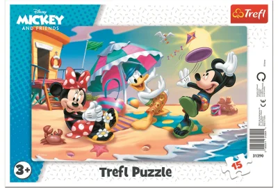 Puzzle Mickey a Minnie: Zábava na pláži 15 dílků