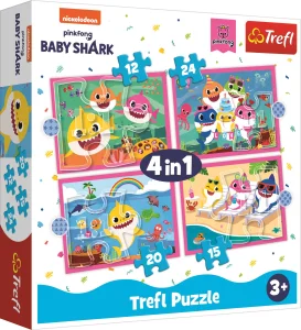 Puzzle Baby Shark: Rodina 4v1 (12,15,20,24 dílků)