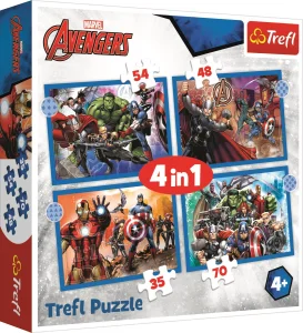Puzzle Stateční Avengers 4v1 (35,48,54,70 dílků)