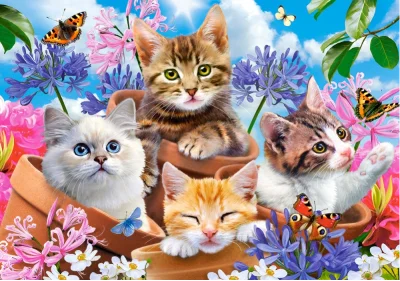 Puzzle Koťátka s květinami 120 dílků