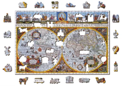 Dřevěné puzzle Antická mapa Nova Terrarum 2v1, 505 dílků EKO