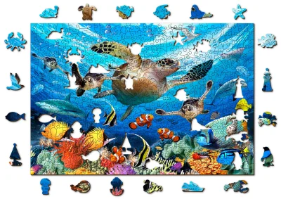 Dřevěné puzzle Život v oceánu 2v1, 505 dílků EKO