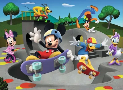 Puzzle Mickey & Minnie: Ve skate parku XXL 100 dílků