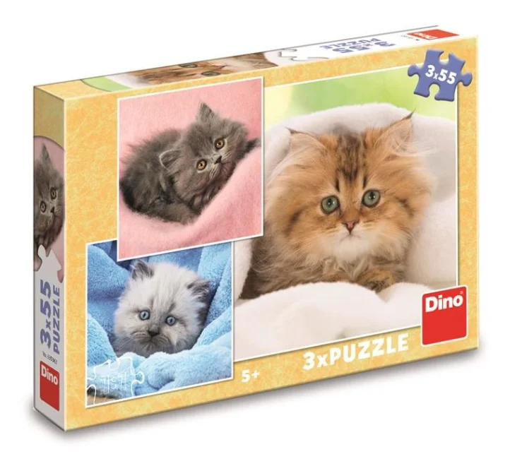 Dino Puzzle Roztomilé mačiatka 3x55 dielikov