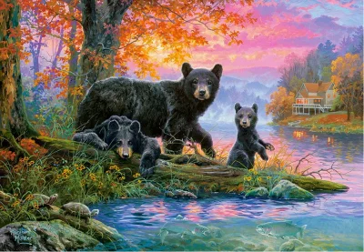 Puzzle Medvědi na lovu 1000 dílků