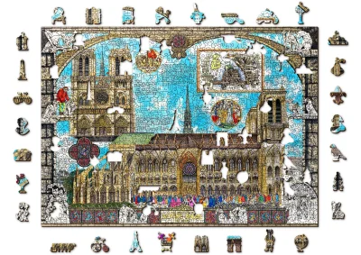 Dřevěné puzzle Katedrála Notre-Dame 2v1, 1010 dílků EKO