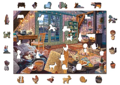 Dřevěné puzzle Útulná chata 2v1, 505 dílků EKO