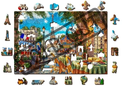 Dřevěné puzzle Den v Paříži 2v1, 505 dílků EKO