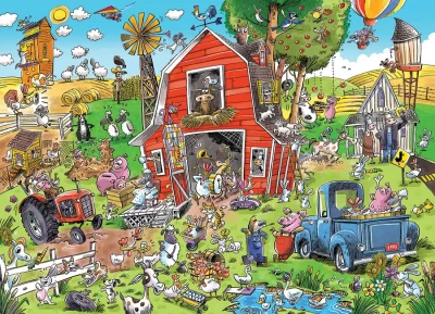 Puzzle DoodleTown: Šílená farma 500 dílků