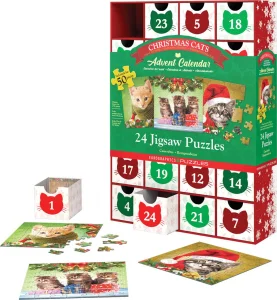 Puzzle Adventní kalendář: Vánoční kočky 24x50 dílků