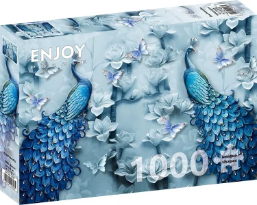 Puzzle Modrí pávi 1000 dielikov